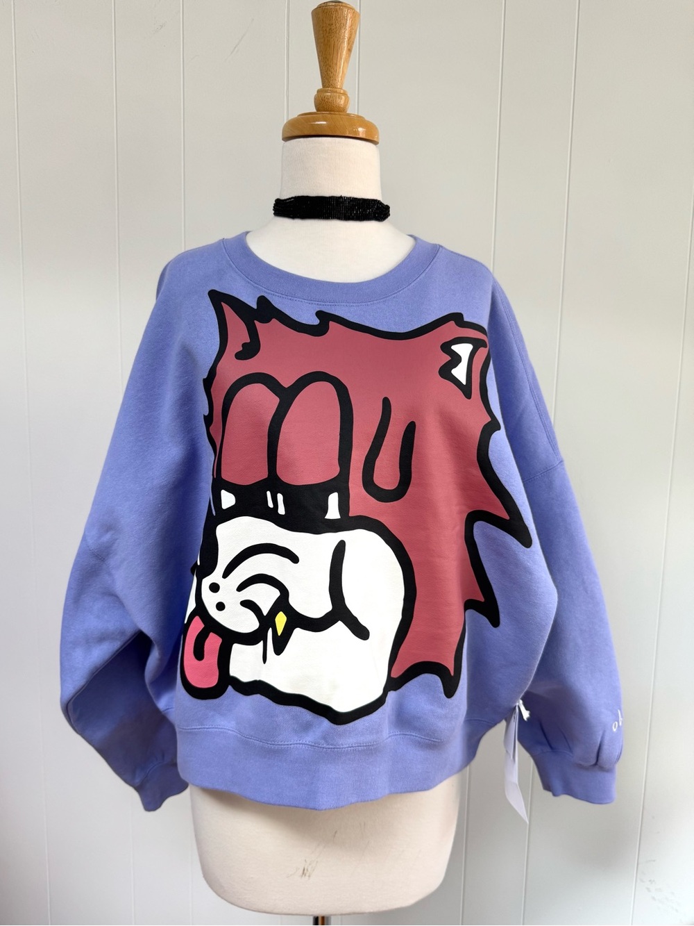 New OBEY Stray Cat Oversized Sweatshirt Lavender Purple NWT S Shepard Fairey